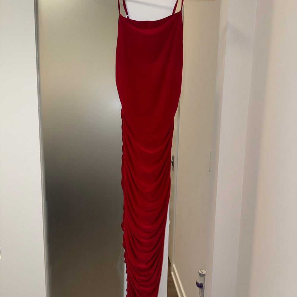 Naked Wardrobe Red Ruched Dress